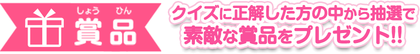 【賞品】ご応募頂いた方の中から抽選で素敵な賞品をプレゼント!!